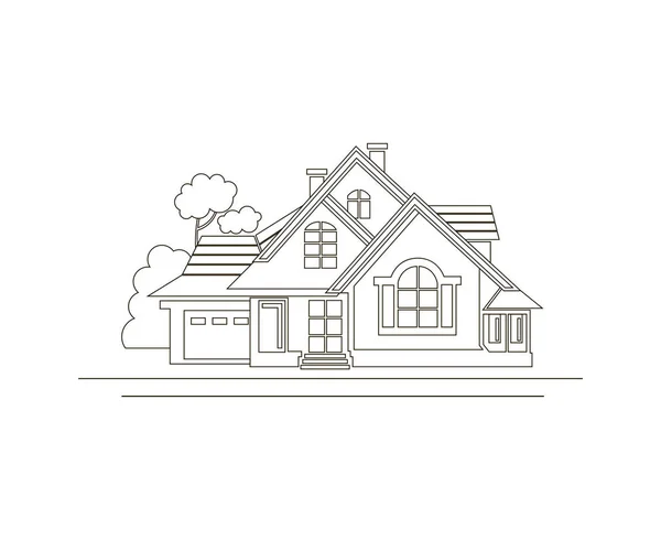 Monochrome Sketch Design Private House — Stock Vector