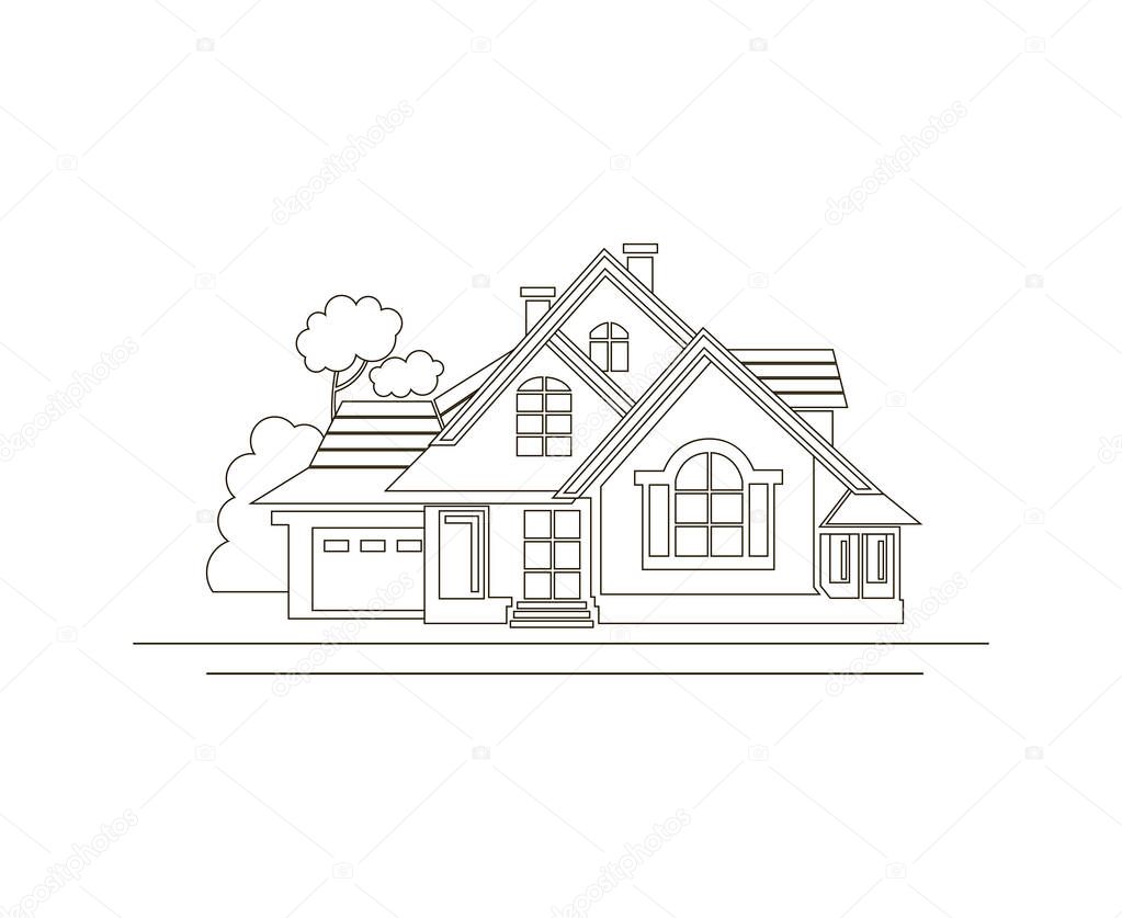 monochrome sketch design of private house