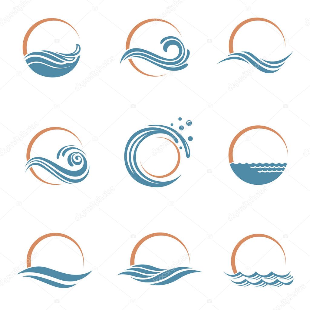 Abstract collection of sun and sea icons