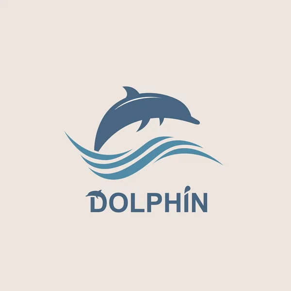 Abstrakta Statsvapen Hoppande Delfiner Och Sea Wave — Stock vektor
