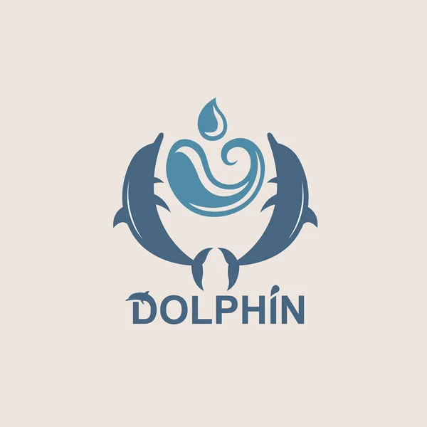 Abstraktní Znak Skoky Delfínů Moře Vlna — Stockový vektor