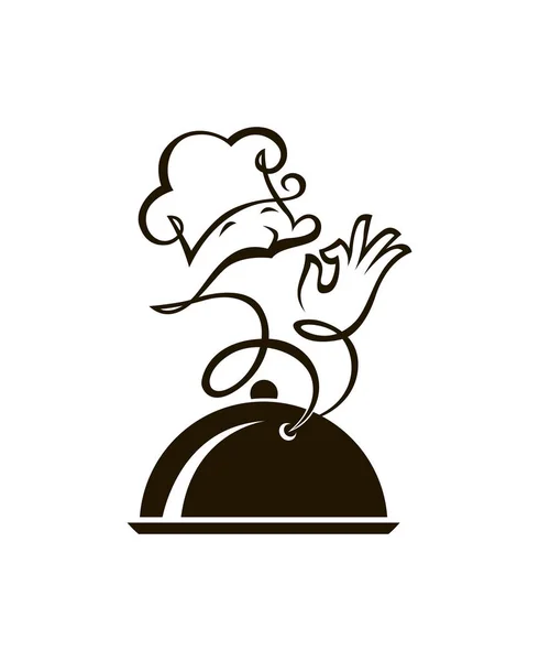 Illustrazione Monocromatica Piatto Con Vapore Come Cuoco — Vettoriale Stock