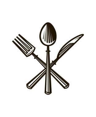 bıçak, çatal ve kaşık seti tek renkli çizimler