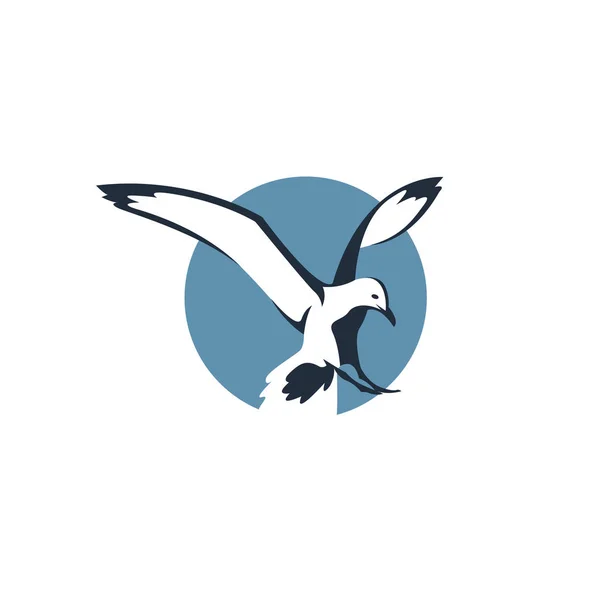 Ikon Burung Camar Terbang Dalam Lingkaran Biru - Stok Vektor