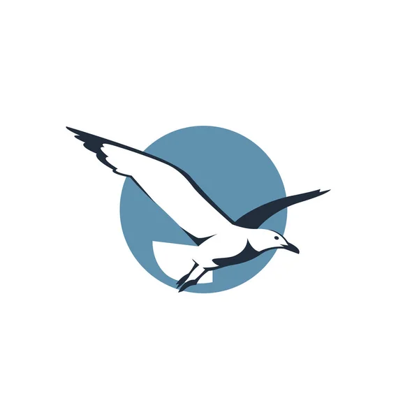 Ikone Der Fliegenden Möwe Blauen Kreis — Stockvektor