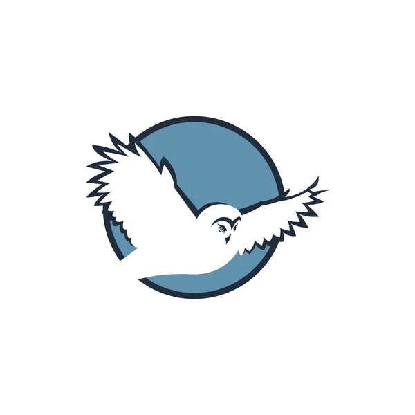 Emblema Búho Volador Azul Redondo — Archivo Imágenes Vectoriales