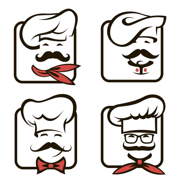 Collection Icons Whiskered Chefs — Stock Vector