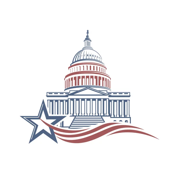 États Unis Capitole Icône Bâtiment Washington — Image vectorielle