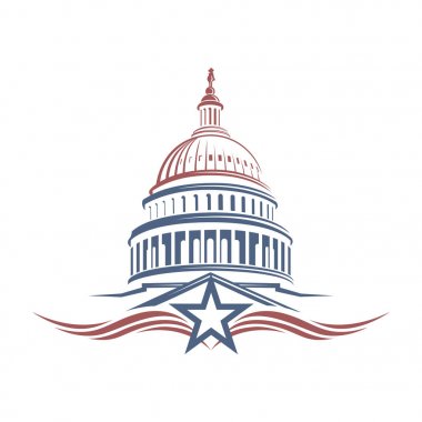 United States Capitol building icon in Washington DC clipart