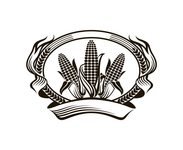Emblema Vegetal Milho Preto Fazenda — Vetor de Stock