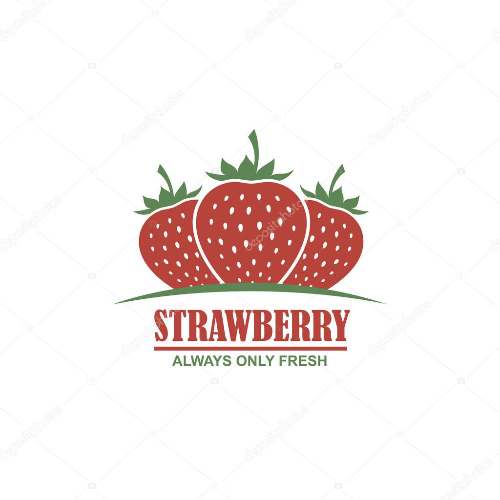 colorful emblem of strawberries on white background