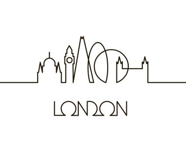 London city beyaz arka plan üzerinde soyut doğrusal çizimi