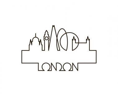 London city beyaz arka plan üzerinde soyut doğrusal çizimi