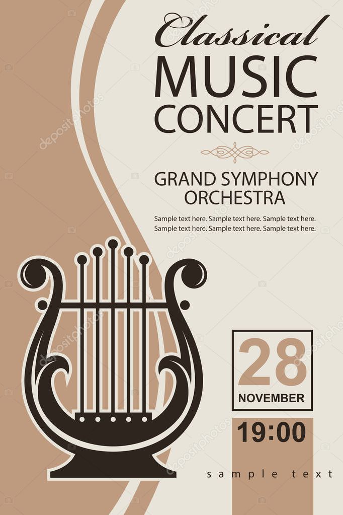 Abstract classical music concert poster with lyre