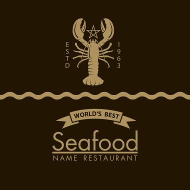 Siyah zemin üzerinde ıstakoz olan deniz ürünleri menüsü tasarımı