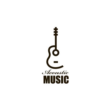 Beyaz arkaplanda izole edilmiş klasik akustik gitar simgesi