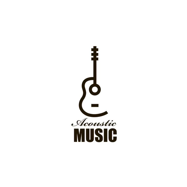 Ikon Dari Gitar Akustik Klasik Terisolasi Latar Belakang Putih - Stok Vektor