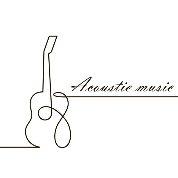 Image One Line Classical Acoustic Guitar Isolated White Background — Stock Vector