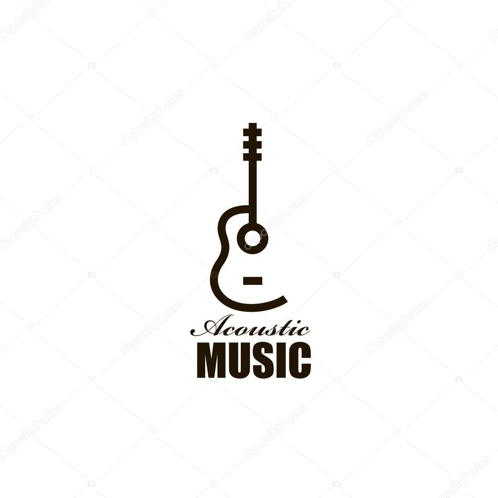 Icon of classical acoustic guitar isolated on white background