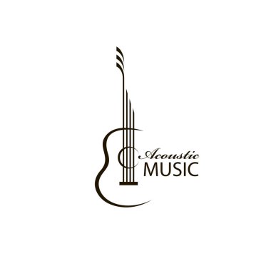 Beyaz arkaplanda izole edilmiş klasik akustik gitar simgesi