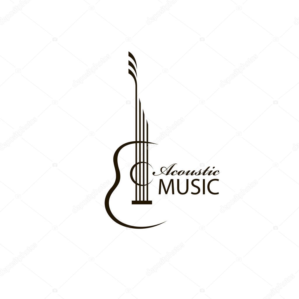 Icon of classical acoustic guitar isolated on white background