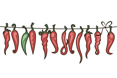 Beyaz arka planda izole edilmiş kırmızı kırmızı kırmızı biber koleksiyonu