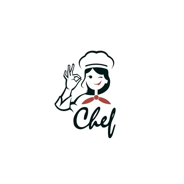Mujer Chef Diseño Aislado Sobre Fondo Blanco — Vector de stock