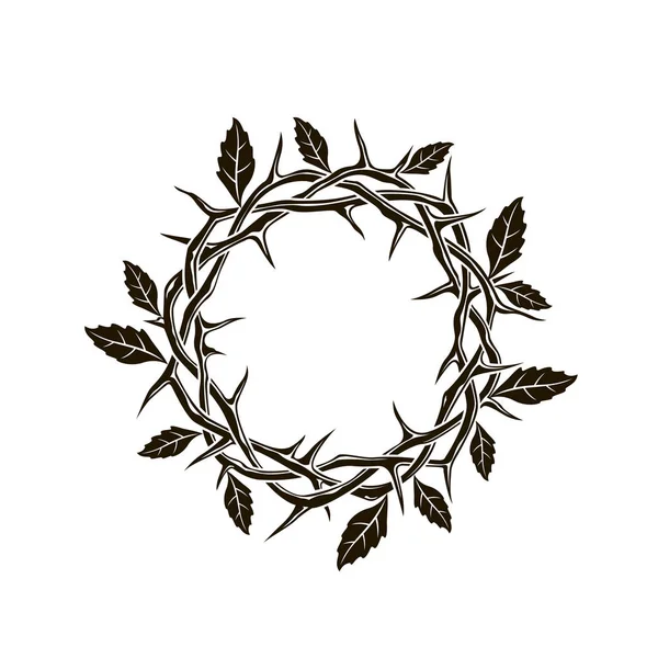 Jesus Dornenkrone Mit Blättern Bild Isoliert Auf Weißem Hintergrund — Stockvektor