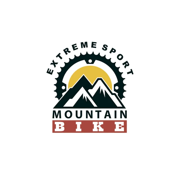 Embleem Van Mountainbike Gear Geïsoleerd Witte Achtergrond — Stockvector