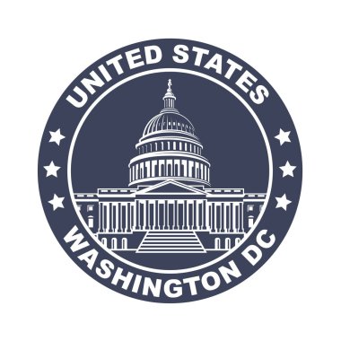 Washington DC 'deki Birleşik Devletler Kongre Binası ikonu beyaz arka planda izole edildi