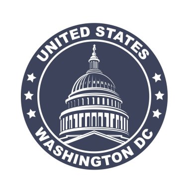 Washington DC 'deki Birleşik Devletler Kongre Binası ikonu beyaz arka planda izole edildi