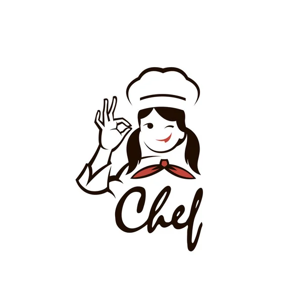 Mujer Chef Diseño Aislado Sobre Fondo Blanco — Vector de stock