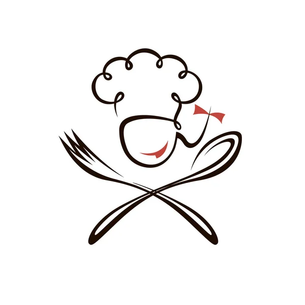 厨师妇女设计用勺子和叉子隔离的白色背景 — 图库矢量图片