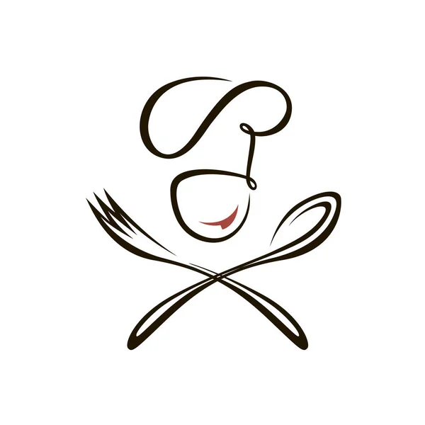 用勺子和叉子隔离在白色背景下的厨师设计 — 图库矢量图片