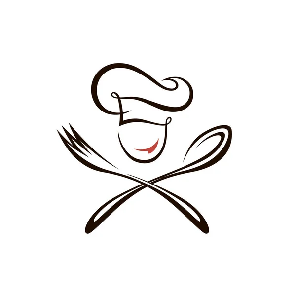Abstrait Chef Homme Design Avec Cuillère Fourchette Isolé Sur Fond — Image vectorielle