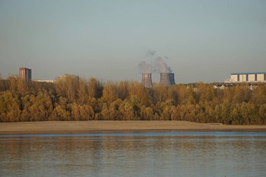Nehir, orman, şehir, şehir, Novosibirsk