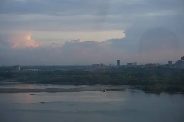 Nowosibirsk Aussicht Höhe Riesenrad Fluss Stadt — Stockfoto