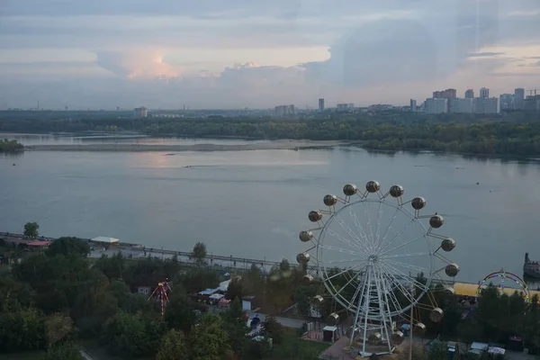 Nowosibirsk Aussicht Höhe Riesenrad Fluss Stadt — Stockfoto