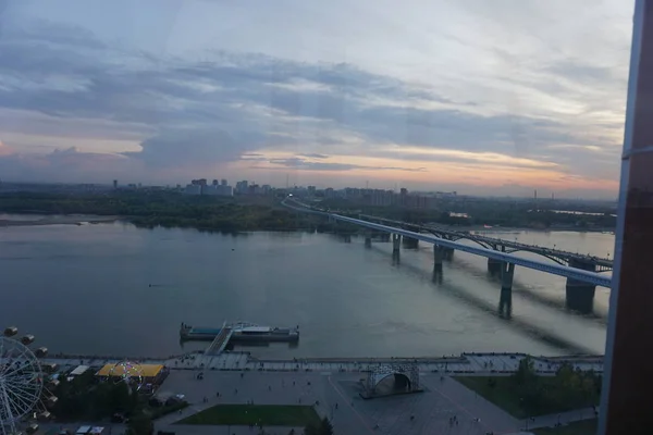 Nowosibirsk Aussicht Höhe Riesenrad Fluss Stadt — Stockfoto