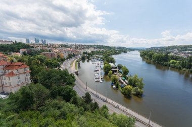 Prag kenti üzerinden Kalesi olan Vysehrad, Prague, Çek Cumhuriyeti,