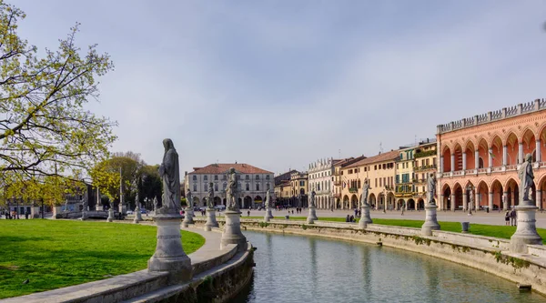 City Square and park with canal in Padua, Italy April 2015