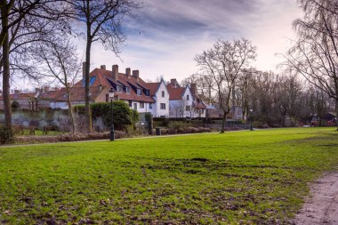 Minnewater park, Buges, Belçika 2017 parlak gün