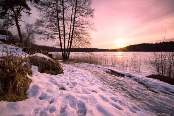 Zugefrorener See in Göteborg Schweden 2018 — Stockfoto