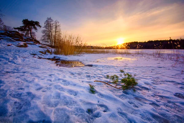 Befagyott tó, Göteborg, Svédország 2018-ban — Stock Fotó