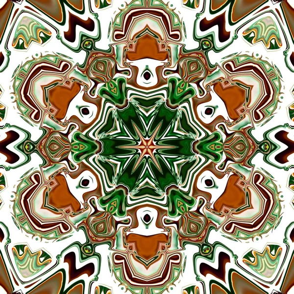 Renkli mandala. Oryantal yuvarlak desen. Mistik motif, Soyut egzotik arka planı. Fantastik fraktal tasarm, Psychedelic dijital sanat, Parlayan geometrik doku.