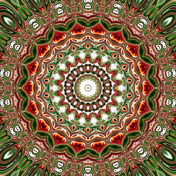 Renkli mandala. Oryantal yuvarlak desen. Mistik motif, Soyut egzotik arka planı. Fantastik fraktal tasarm, Psychedelic dijital sanat, Parlayan geometrik doku.