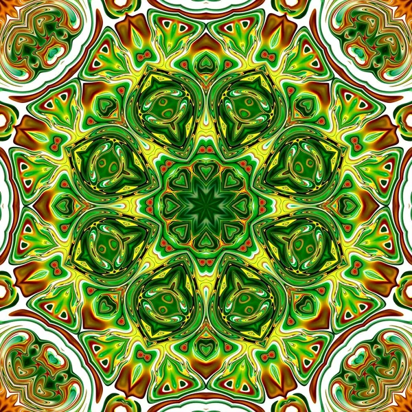 Renkli mandala. Oryantal yuvarlak desen. Mistik motif, Soyut egzotik arka planı. Fantastik fraktal tasarm, Psychedelic dijital sanat, Parlayan geometrik doku.