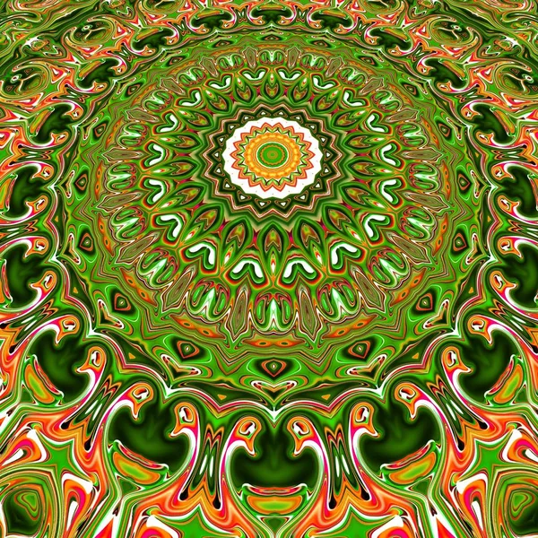 Renkli Mandala Oryantal Yuvarlak Desen Motivo Mistik Piano Arka Soyut — Foto Stock