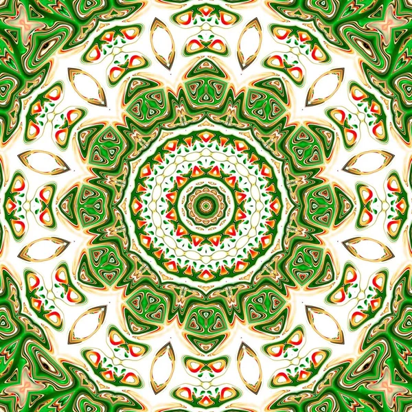Renkli mandala. Oryantal yuvarlak desen. Mistik motif, Soyut egzotik arka planı. Fantastik fraktal tasarm, Psychedelic dijital sanat, Parlayan geometrik doku.