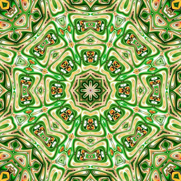 Renkli mandala. Oryantal yuvarlak desen. Mistik motif, Soyut egzotik arka planı. Fantastik fraktal tasarm, Psychedelic dijital sanat, Parlayan geometrik doku.